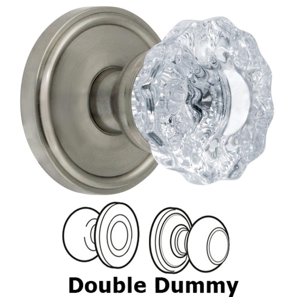 Double Dummy Knob - Georgetown Rosette with Versailles Crystal Door Knob in Satin Nickel