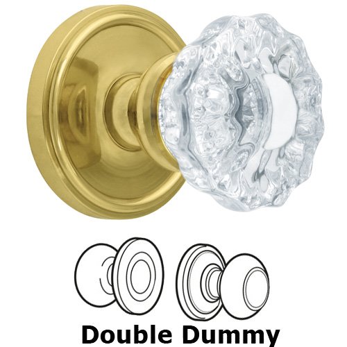 Double Dummy Knob - Georgetown Rosette with Versailles Door Knob in Polished Brass