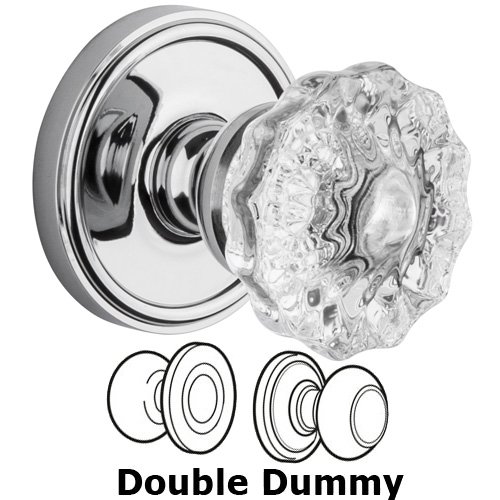Double Dummy Knob - Georgetown Rosette with Versailles Door Knob in Bright Chrome
