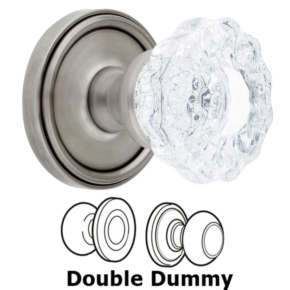 Double Dummy Knob - Georgetown Rosette with Versailles Crystal Door Knob in Antique Pewter