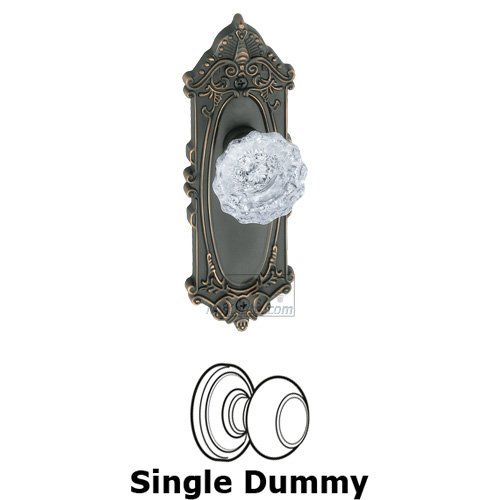 Single Dummy Knob - Grande Victorian Plate with Versailles Crystal Door Knob in Timeless Bronze