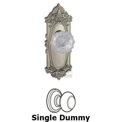 Single Dummy Knob - Grande Victorian Plate with Versailles Crystal Door Knob in Satin Nickel