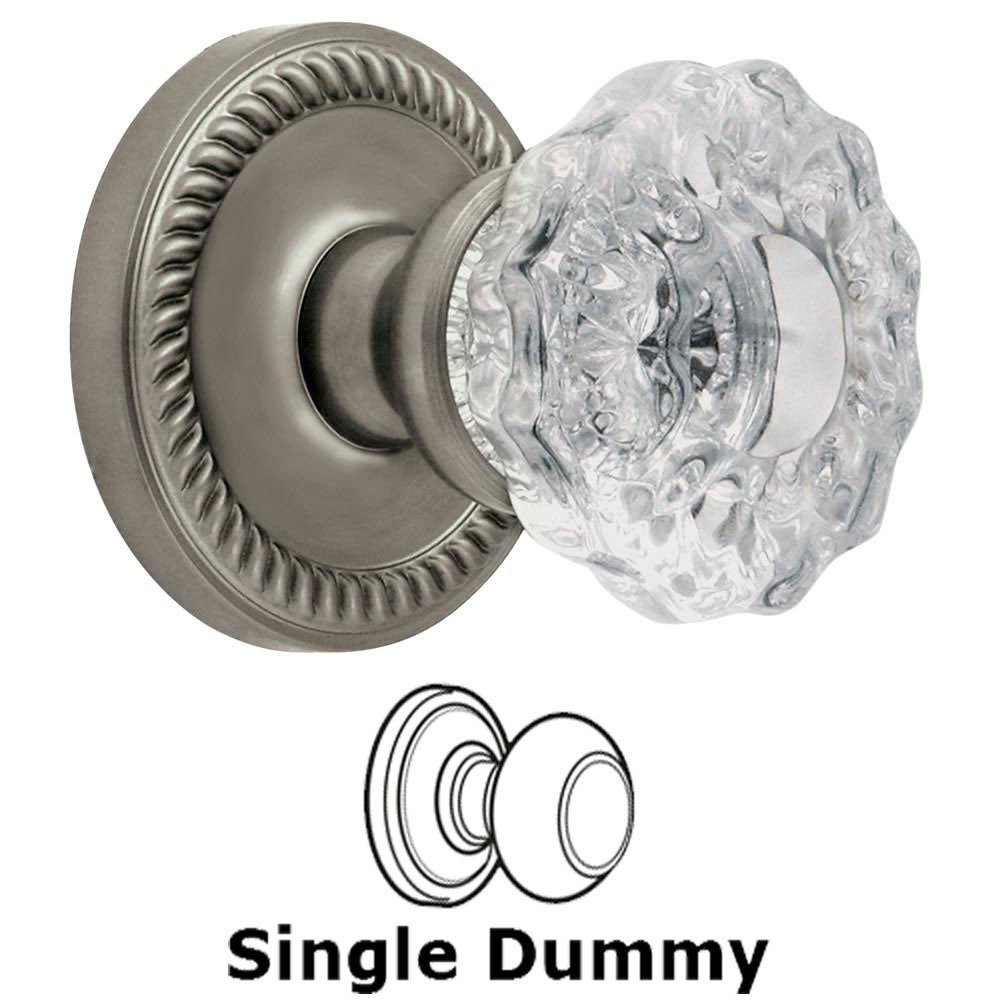 Single Dummy Knob - Newport Rosette with Versailles Crystal Door Knob in Satin Nickel