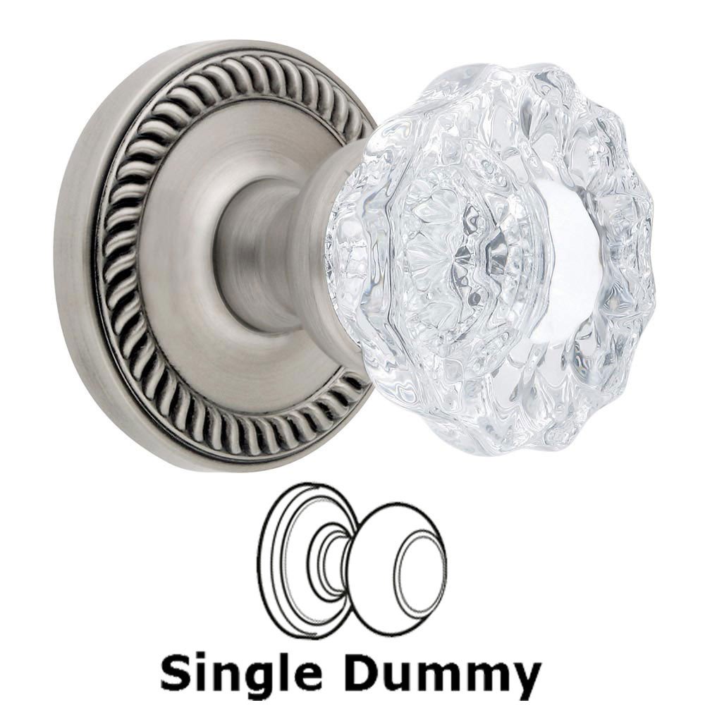 Single Dummy Knob - Newport Rosette with Versailles Crystal Door Knob in Antique Pewter