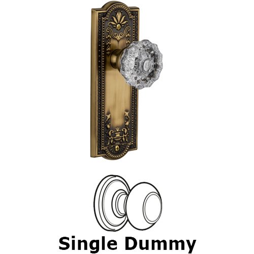 Single Dummy Knob - Parthenon Plate with Versailles Door Knob in Vintage Brass