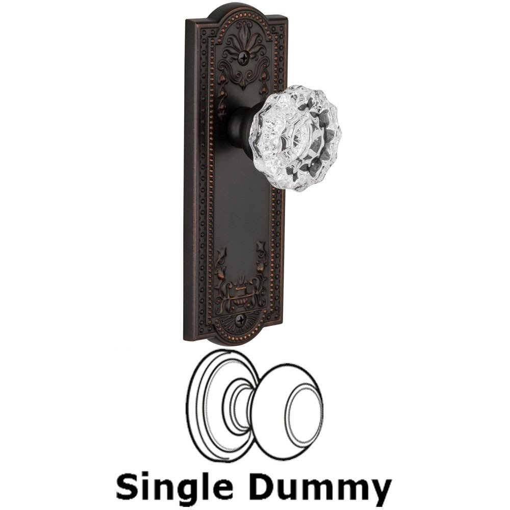 Single Dummy Knob - Parthenon Rosette with Versailles Crystal Door Knob in Timeless Bronze