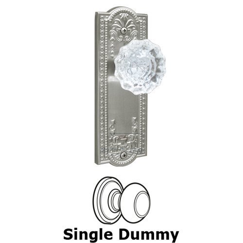 Single Dummy Knob - Parthenon Plate with Versailles Crystal Door Knob in Satin Nickel