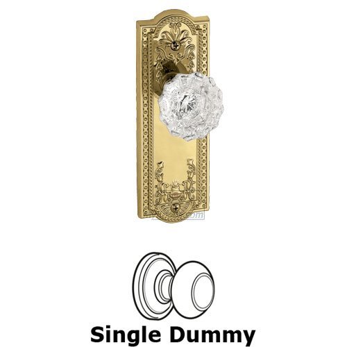 Single Dummy Knob - Parthenon Plate with Versailles Crystal Door Knob in Polished Brass
