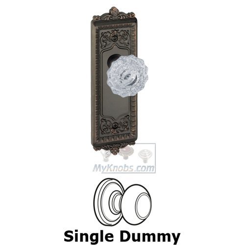 Single Dummy Knob - Windsor Plate with Versailles Crystal Door Knob in Timeless Bronze