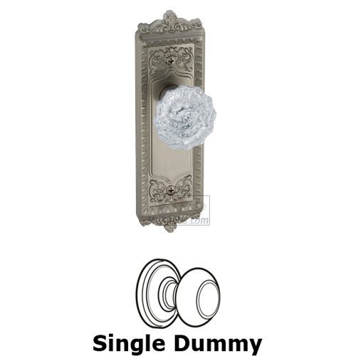 Single Dummy Knob - Windsor Plate with Versailles Crystal Door Knob in Satin Nickel