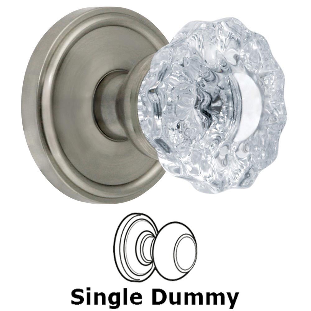 Single Dummy Knob - Georgetown Rosette with Versailles Crystal Door Knob in Satin Nickel