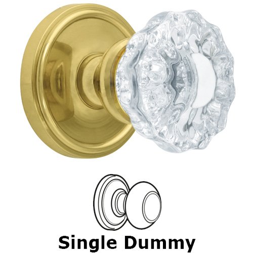 Single Dummy Knob - Georgetown Rosette with Versailles Door Knob in Polished Brass