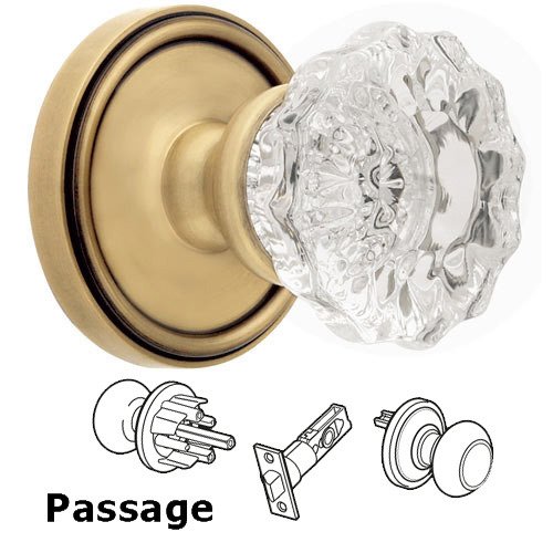 Passage Knob - Georgetown Rosette with Versailles Door Knob in Vintage Brass