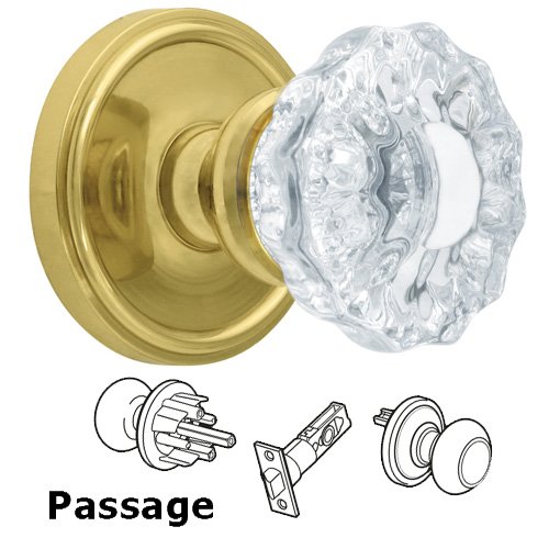 Passage Knob - Georgetown Rosette with Versailles Door Knob in Polished Brass