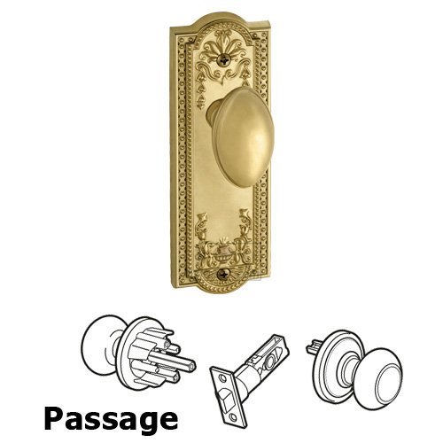 Passage Knob - Parthenon Plate with Eden Prairie Door Knob in Lifetime Brass