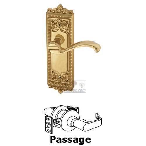 Passage Windsor Plate with Left Handed Portofino Door Lever in Lifetime Brass