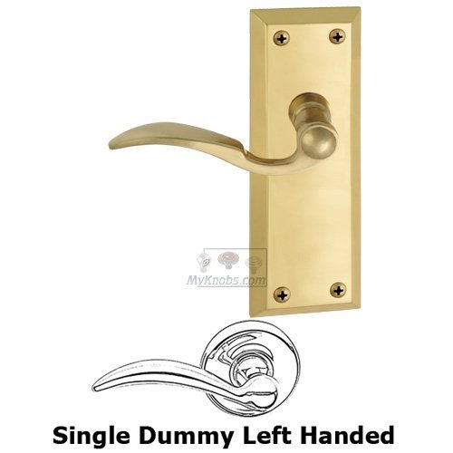Single Dummy Fifth Avenue Plate with Bellagio Left Handed Lever in Polished Brass