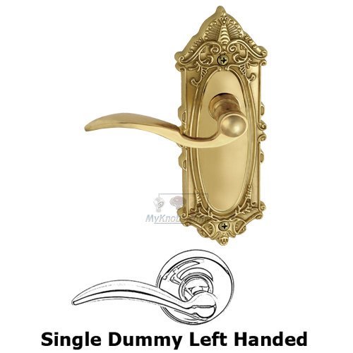 Single Dummy Left Handed Lever - Grande Victorian Plate with Bellagio Door Lever in Polished Brass