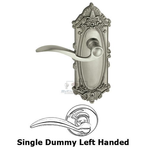 Single Dummy Left Handed Lever - Grande Victorian Plate with Bellagio Door Lever in Satin Nickel