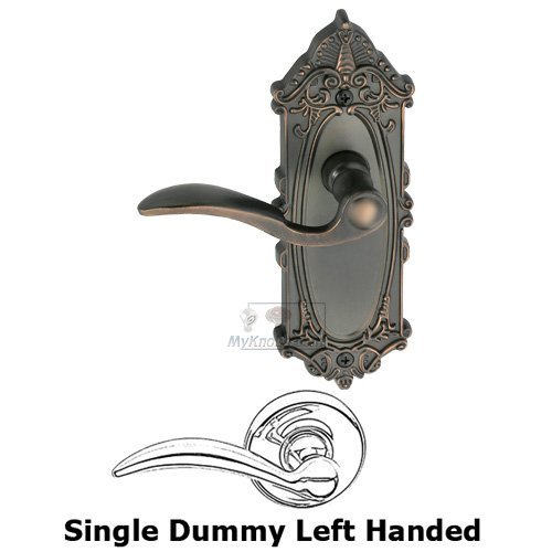Single Dummy Left Handed Lever - Grande Victorian Plate with Bellagio Door Lever in Timeless Bronze