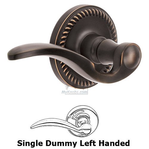 Single Dummy Left Handed Lever - Newport Rosette with Bellagio Door Lever in Timeless Bronze