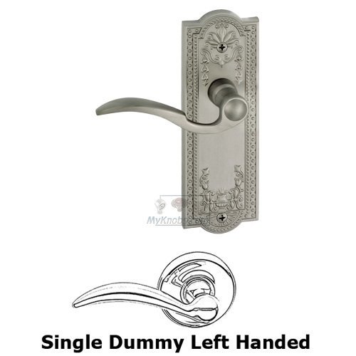 Single Dummy Parthenon Plate with Bellagio Left Handed Lever in Satin Nickel