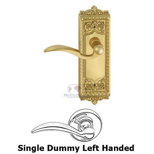 Single Dummy Windsor Plate with Left Handed Bellagio Door Lever in Polished Brass
