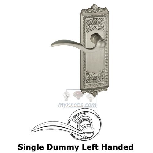 Single Dummy Windsor Plate with Left Handed Bellagio Door Lever in Satin Nickel