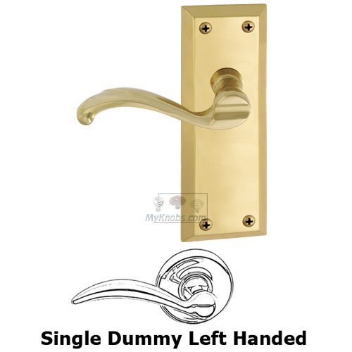Single Dummy Fifth Avenue Plate with Portofino Left Handed Lever in Polished Brass