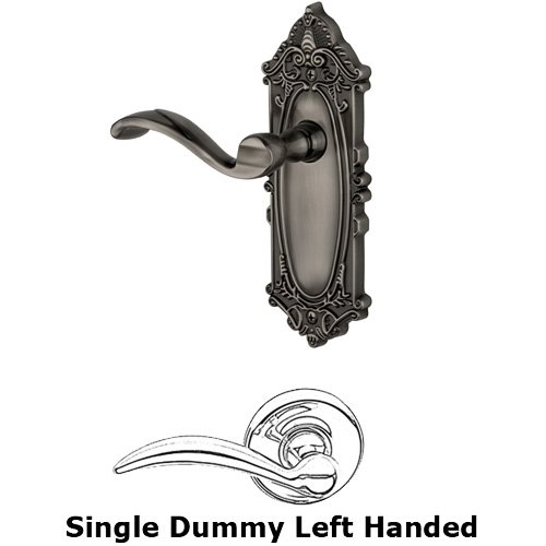 Single Dummy Left Handed Lever - Grande Victorian Plate with Portofino Door Lever in Antique Pewter