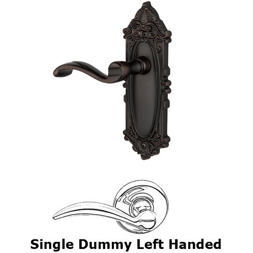 Single Dummy Left Handed Lever - Grande Victorian Plate with Portofino Door Lever in Timeless Bronze