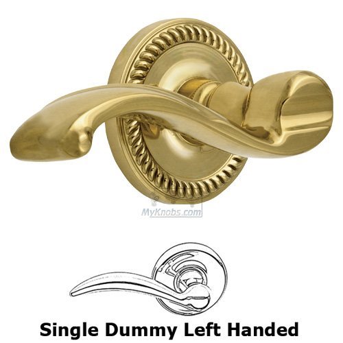 Single Dummy Left Handed Lever - Newport Rosette with Portofino Door Lever in Polished Brass