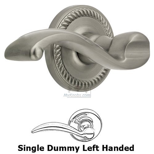 Single Dummy Left Handed Lever - Newport Rosette with Portofino Door Lever in Satin Nickel