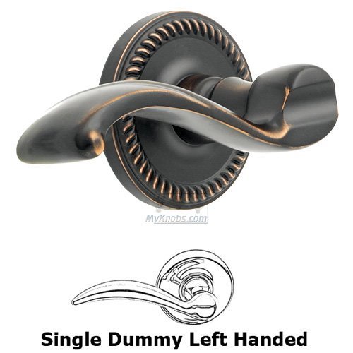 Single Dummy Left Handed Lever - Newport Rosette with Portofino Door Lever in Timeless Bronze