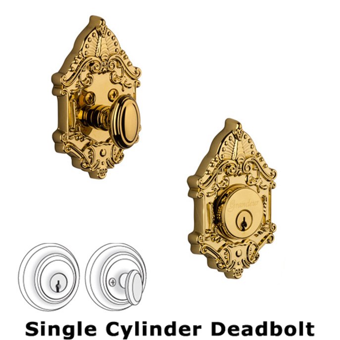 Single Deadbolt - Grande Victorian Deadbolt in Lifetime Brass