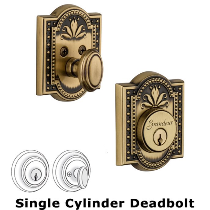 Single Deadbolt - Parthenon Deadbolt in Vintage Brass