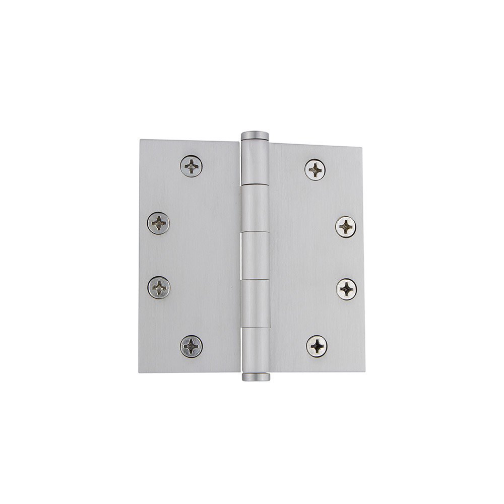 4 1/2" Button Tip Heavy Duty Hinge with Square Corners in Satin Nickel