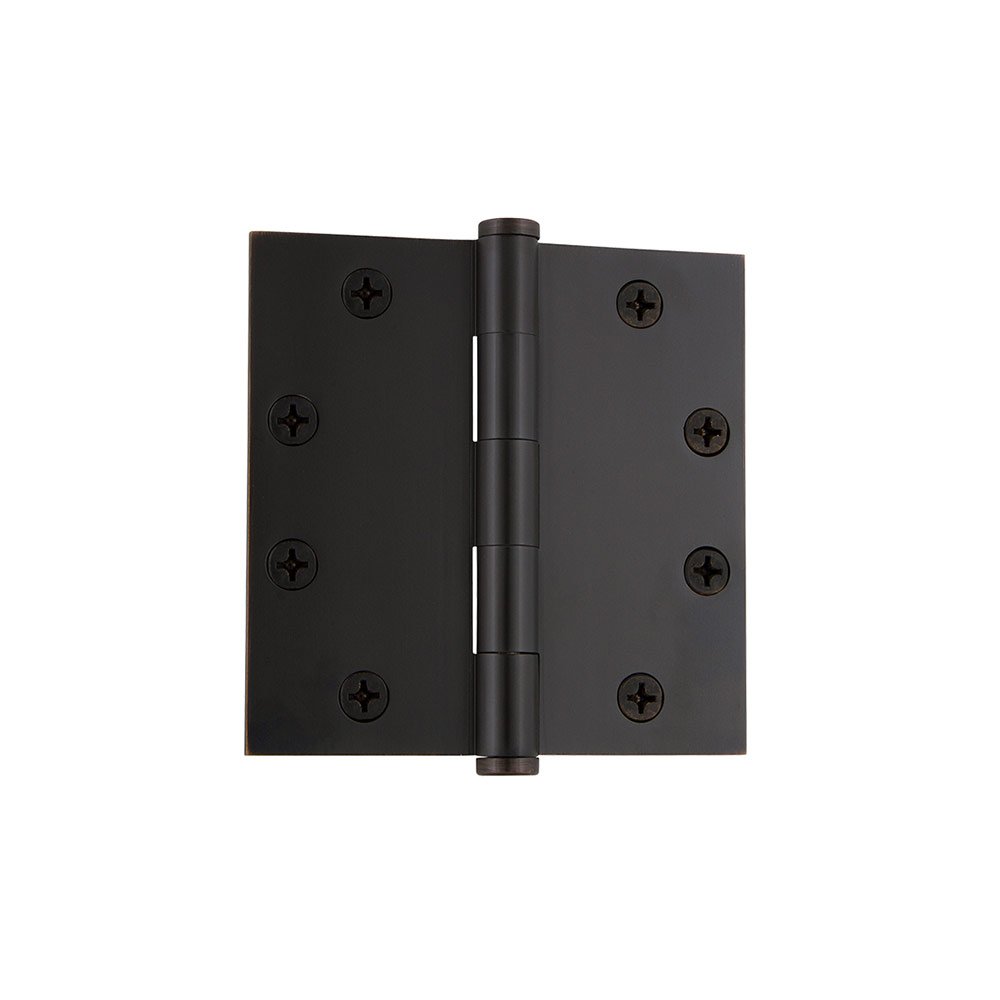 4 1/2" Button Tip Heavy Duty Hinge with Square Corners in Timeless Bronze