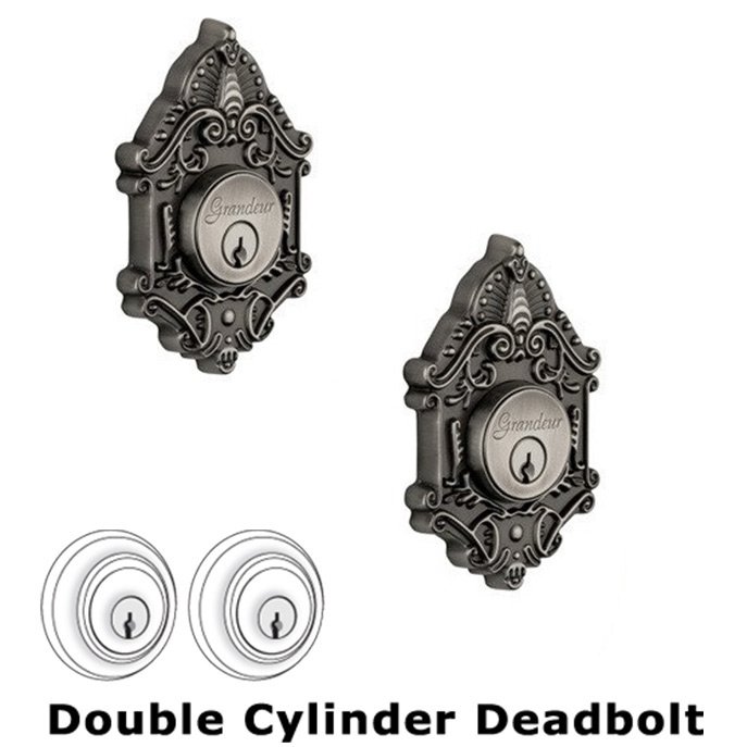 Double Deadlock - Grande Victorian Deadbolt in Antique Pewter