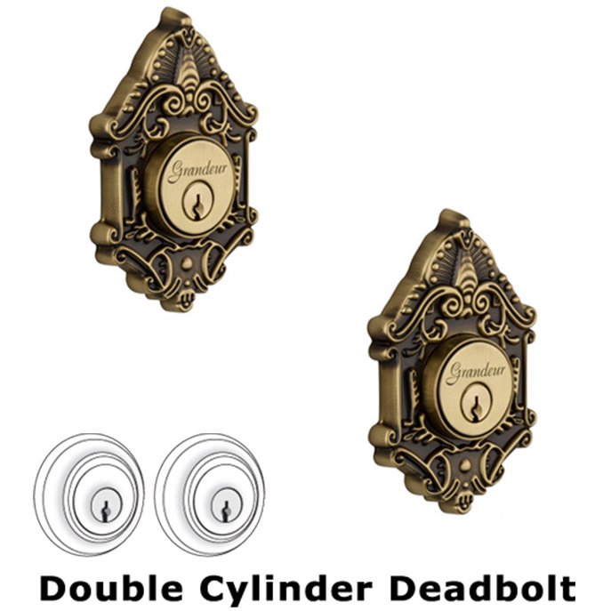 Double Deadlock - Grande Victorian Deadbolt in Vintage Brass