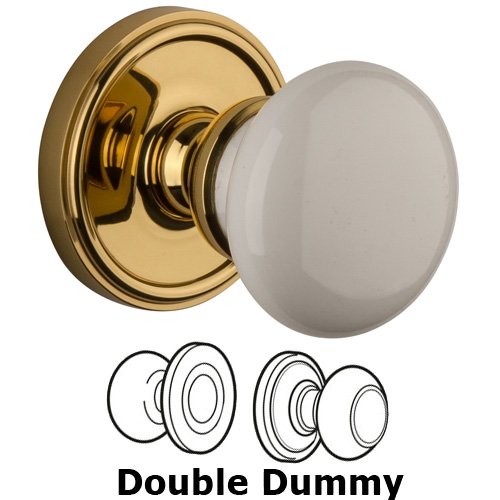 Double Dummy Knob - Georgetown Rosette with Hyde Park Door Knob in Lifetime Brass