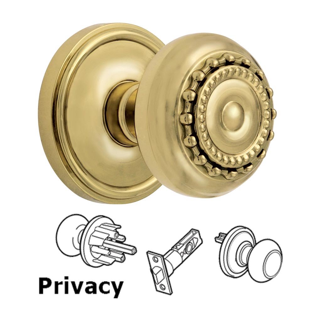 Privacy Knob - Georgetown Rosette with Parthenon Door Knob in Lifetime Brass