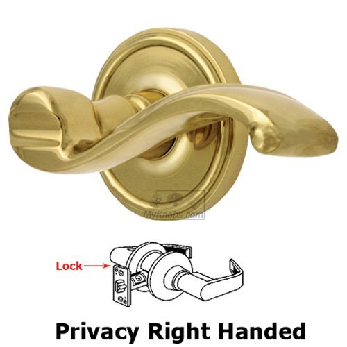 Privacy Georgetown Rosette with Portofino Right Handed Lever in Lifetime Brass