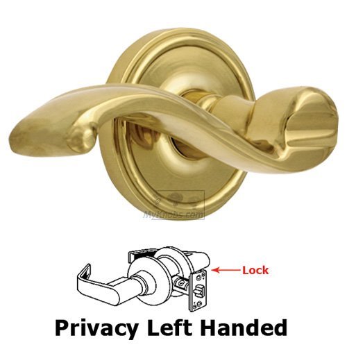 Privacy Georgetown Rosette with Portofino Left Handed Lever in Lifetime Brass