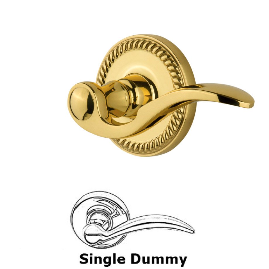 Single Dummy Right Handed Lever - Newport Rosette with Bellagio Door Lever in Lifetime Brass