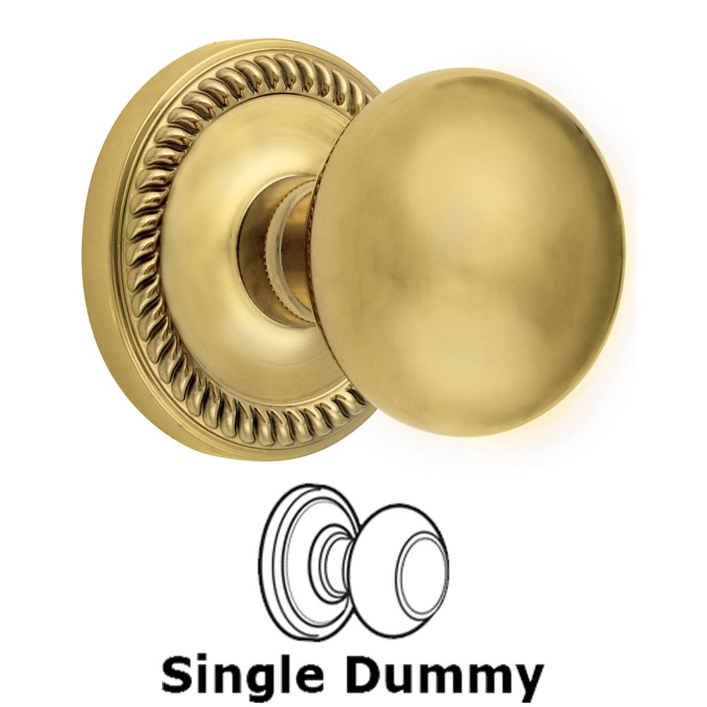 Single Dummy Knob - Newport Rosette with Fifth Avenue Door Knob in Lifetime Brass