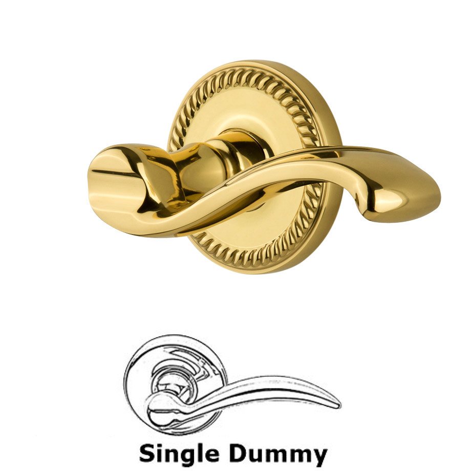 Single Dummy Right Handed Lever - Newport Rosette with Portofino Door Lever in Lifetime Brass