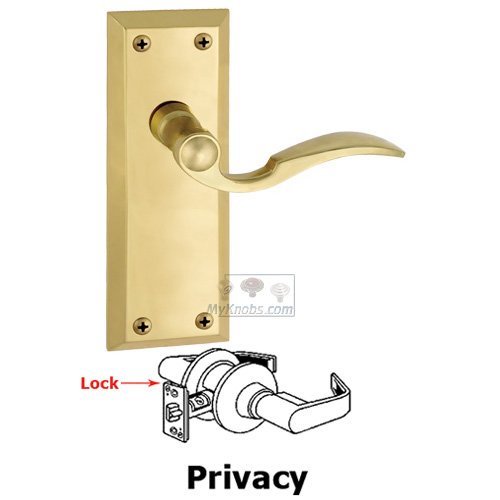 Privacy Fifth Avenue Plate with Bellagio Right Handed Lever in Lifetime Brass