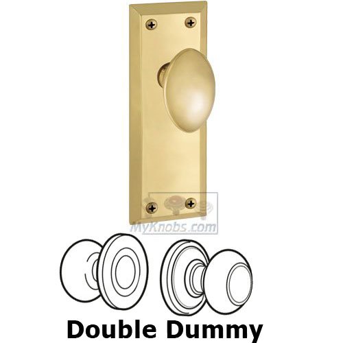 Double Dummy Knob - Fifth Avenue Plate with Eden Prairie Door Knob in Lifetime Brass