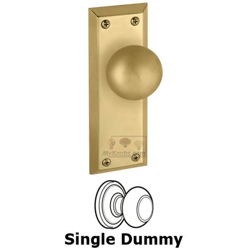 Single Dummy Knob - Fifth Avenue Plate with Fifth Avenue Door Knob in Lifetime Brass
